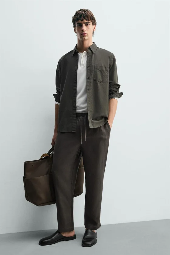 БРЮКИ RELAXED FIT ИЗ 100% ЛЬНА