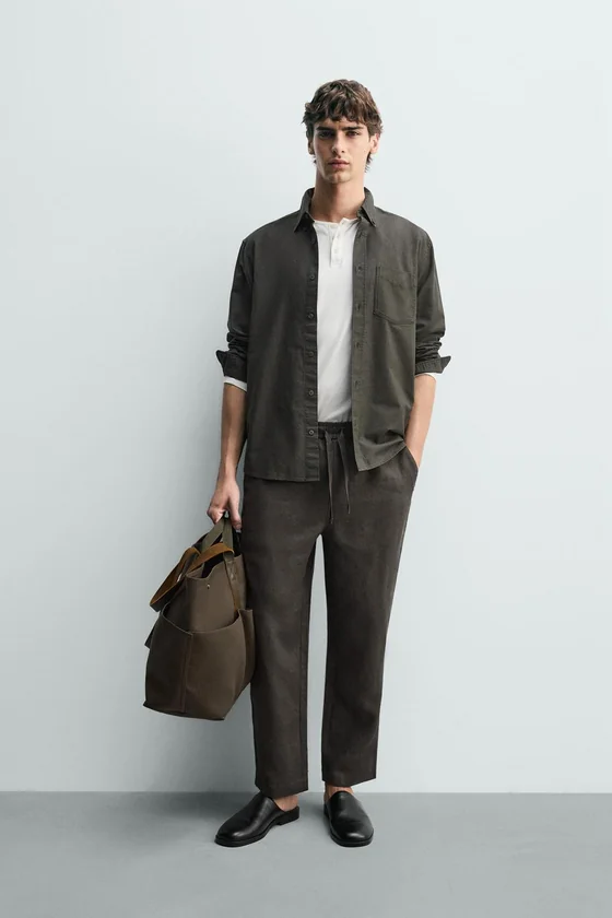 БРЮКИ RELAXED FIT ИЗ 100% ЛЬНА