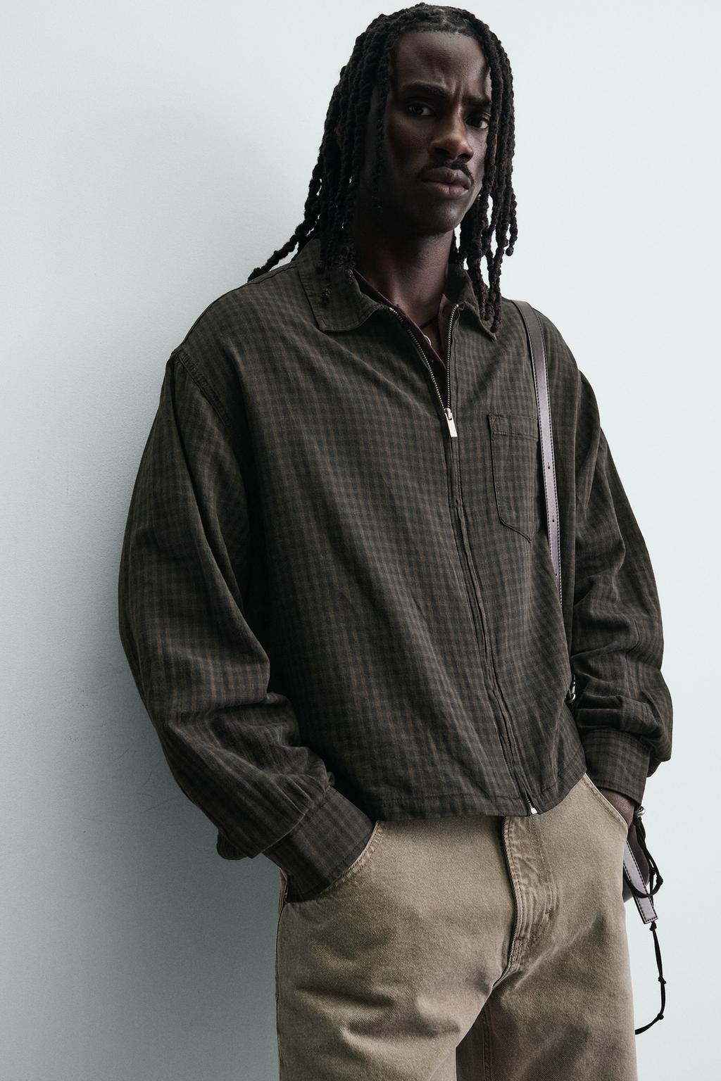 РУБАШКА В КЛЕТКУ ИЗ ХЛОПКА И ЛЬНА