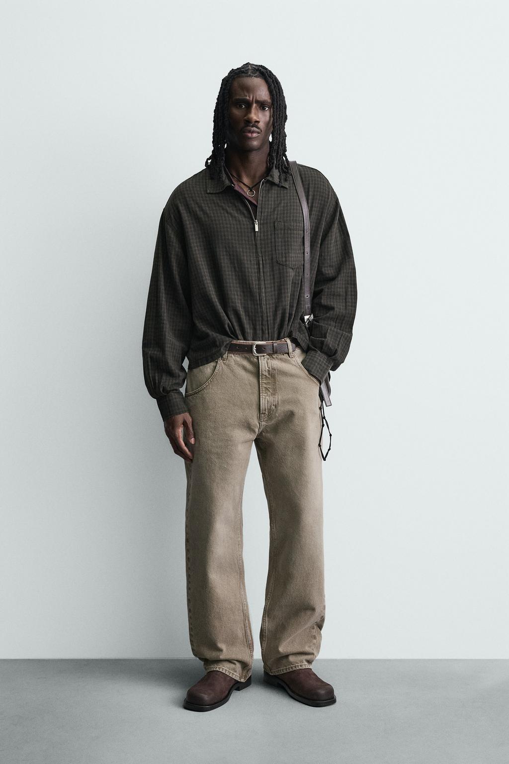 РУБАШКА В КЛЕТКУ ИЗ ХЛОПКА И ЛЬНА