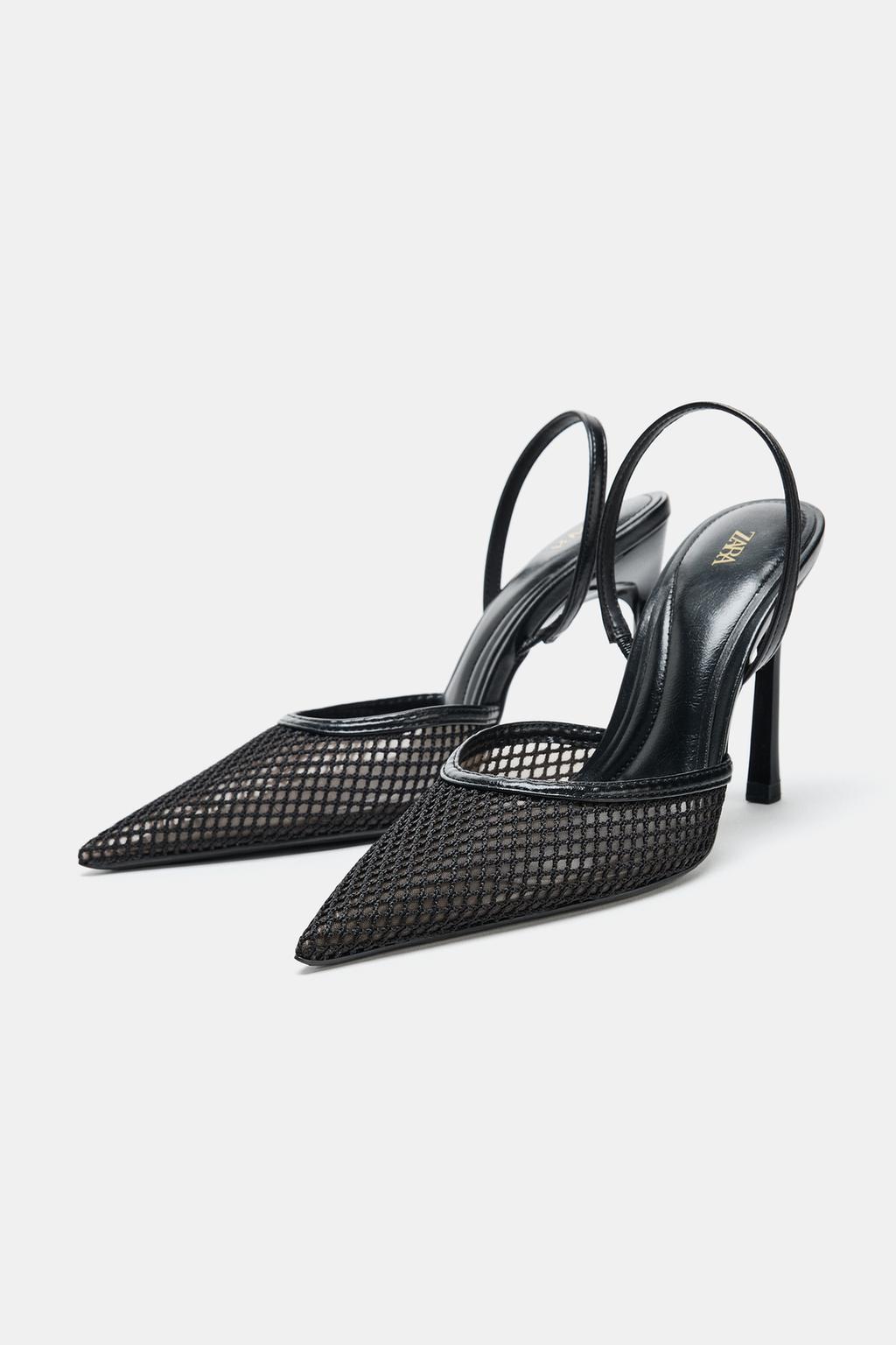 ТУФЛИ НА ВЫСОКОМ КАБЛУКЕ С СЕТЧАТЫМ ВЕРХОМ