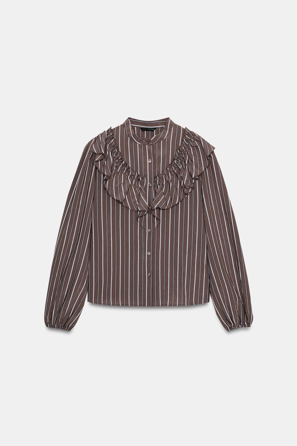 РУБАШКА В ПОЛОСКУ С ВОЛАНАМИ