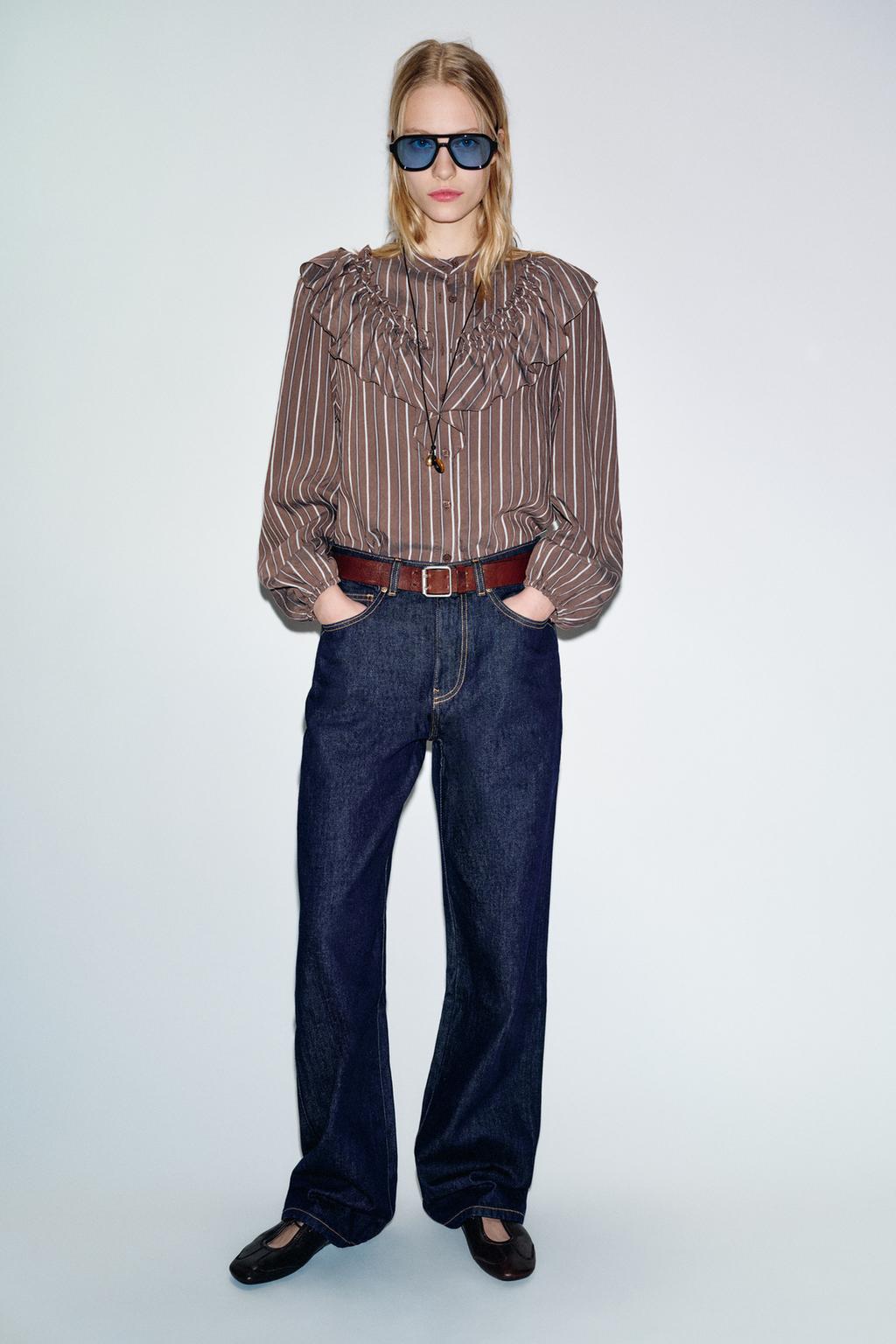 РУБАШКА В ПОЛОСКУ С ВОЛАНАМИ