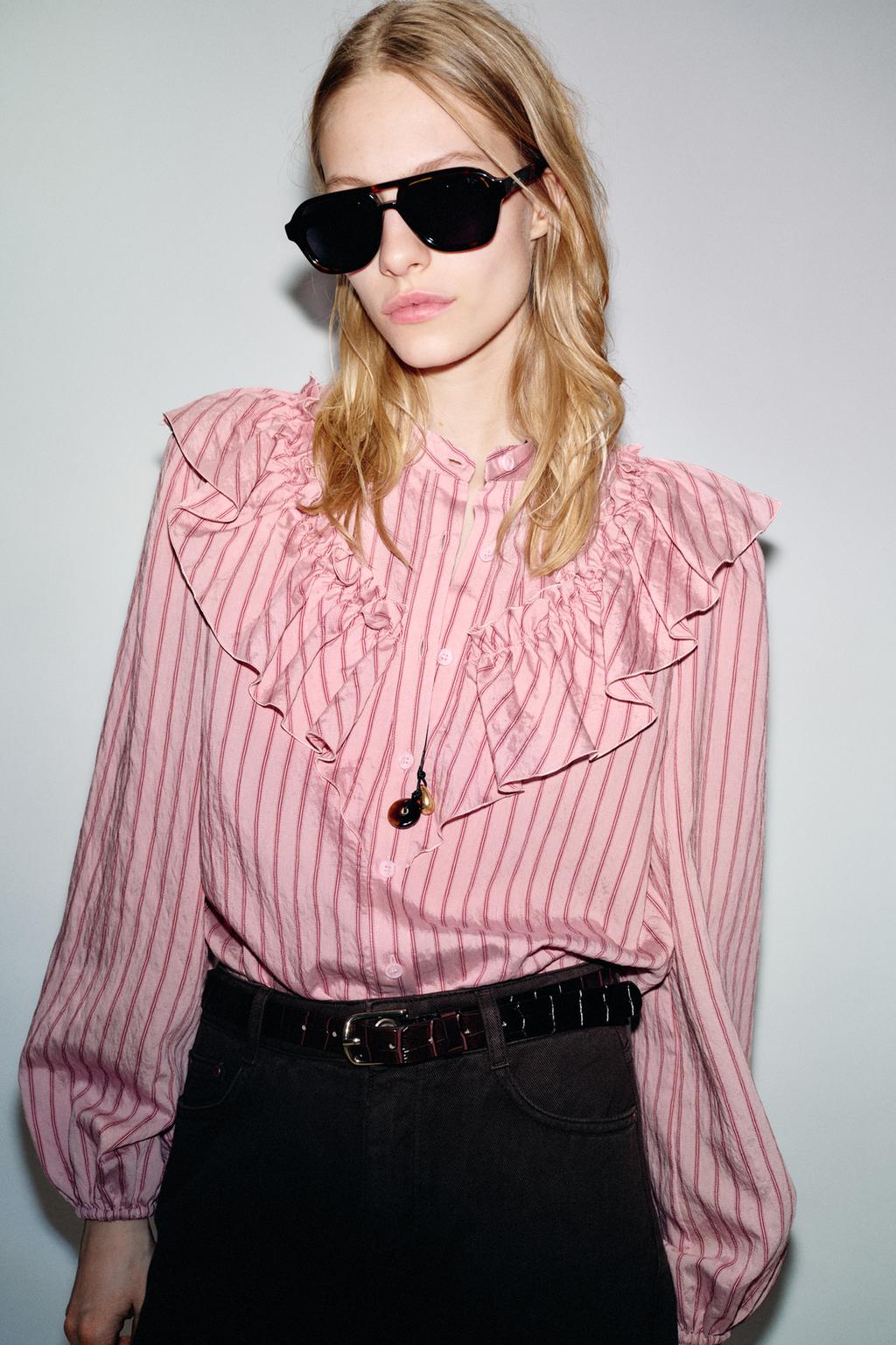 РУБАШКА В ПОЛОСКУ С ВОЛАНАМИ