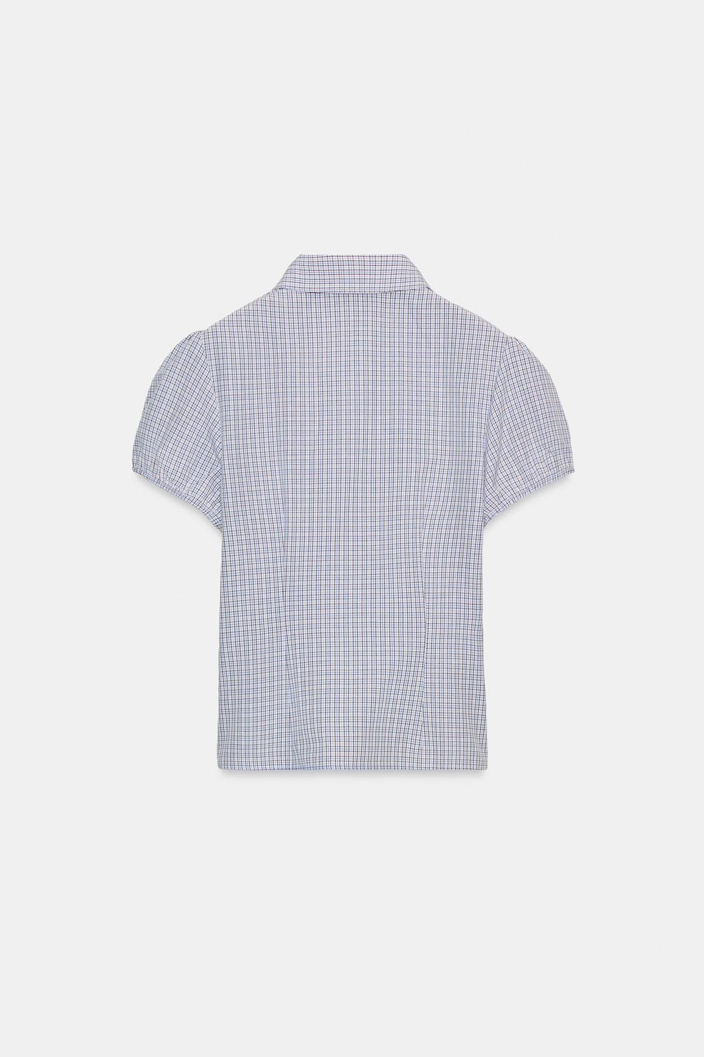 РУБАШКА В КЛЕТКУ ИЗ ЭЛАСТИЧНОГО ПОПЛИНА