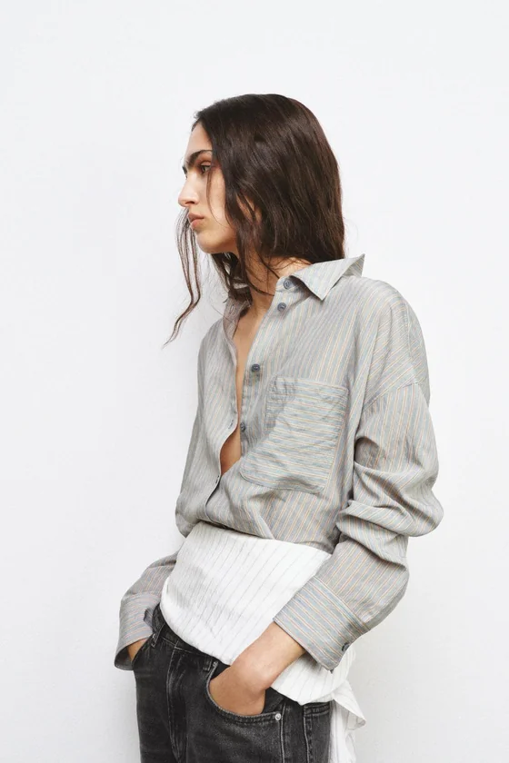 РУБАШКА СВОБОДНОГО КРОЯ В ПОЛОСКУ — ZW COLLECTION