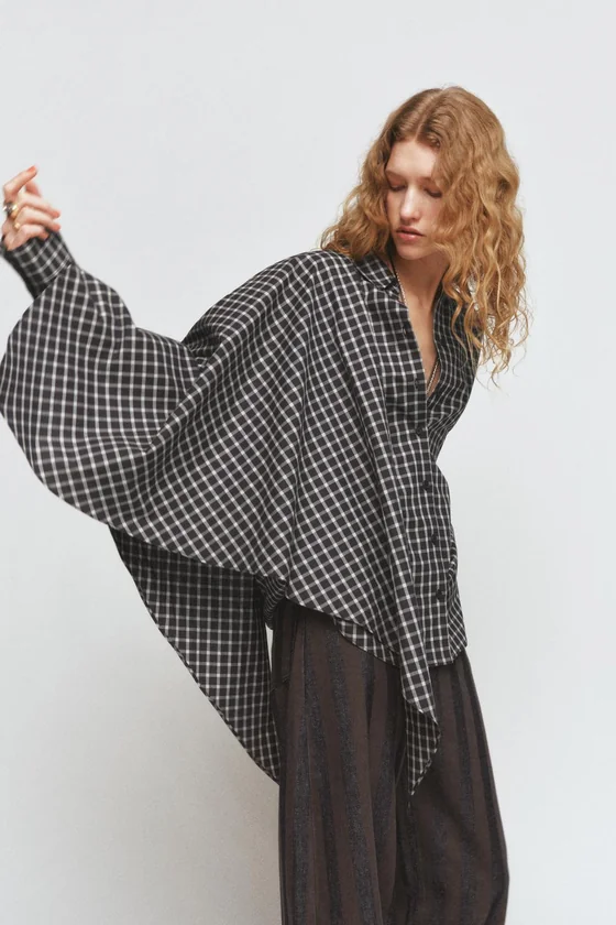 РУБАШКА В КЛЕТКУ С ПЛАТКОМ — ZW COLLECTION