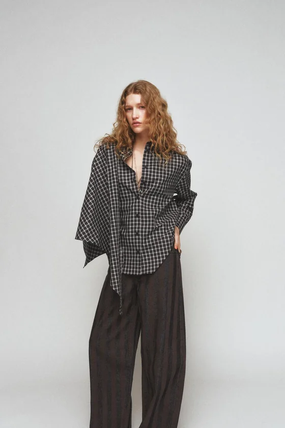 РУБАШКА В КЛЕТКУ С ПЛАТКОМ — ZW COLLECTION