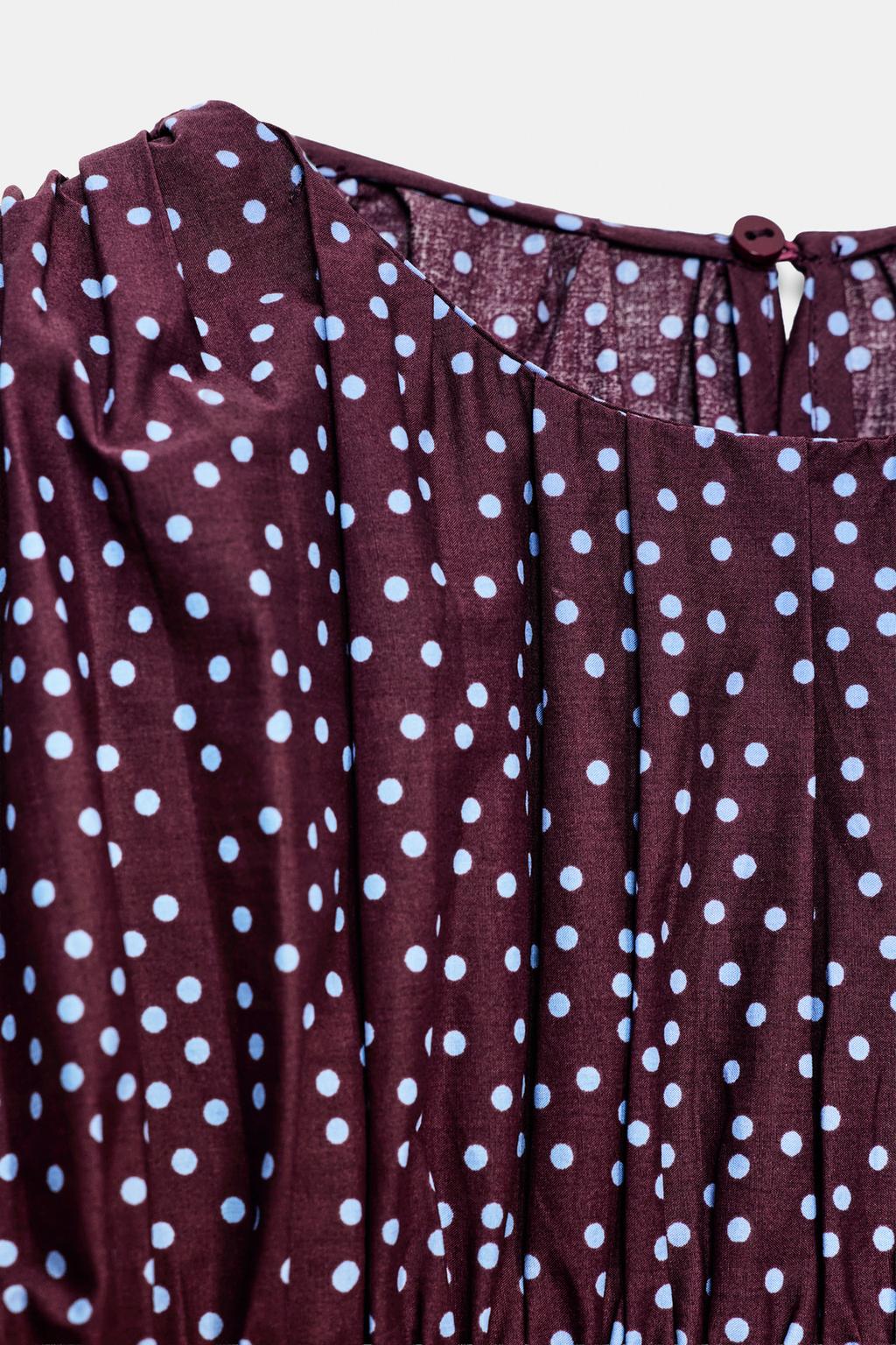 БЛУЗА В ГОРОШЕК С ОБЪЕМНЫМИ РУКАВАМИ