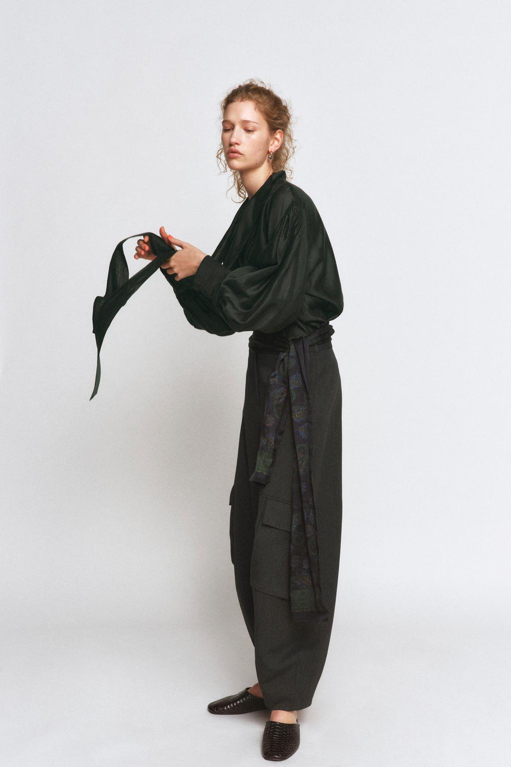 АТЛАСНАЯ РУБАШКА С ПЛАТКОМ — ZW COLLECTION