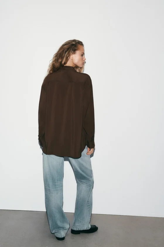 РУБАШКА OVERSIZE СТРУЯЩЕГОСЯ ПОКРОЯ