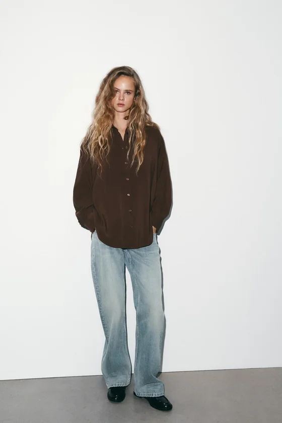 РУБАШКА OVERSIZE СТРУЯЩЕГОСЯ ПОКРОЯ