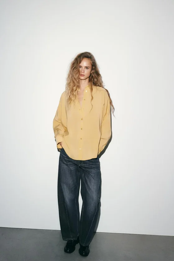 РУБАШКА OVERSIZE СТРУЯЩЕГОСЯ ПОКРОЯ