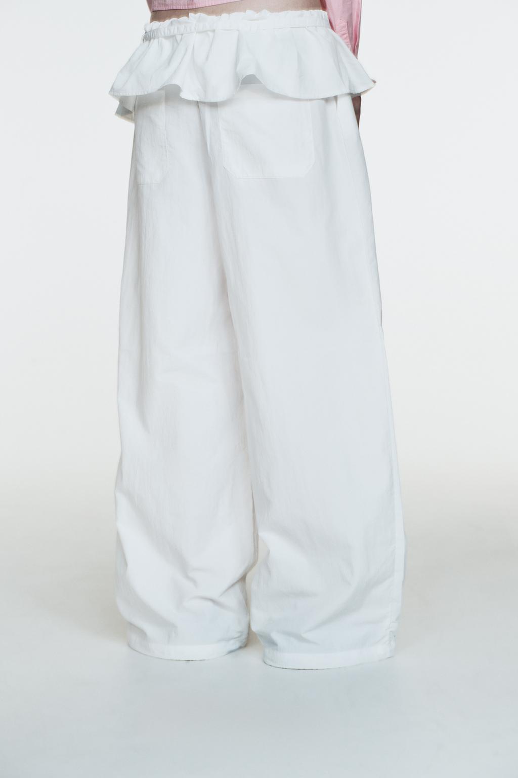 БРЮКИ ИЗ НЕЙЛОНА С НАКЛАДНЫМ ПОЯСОМ