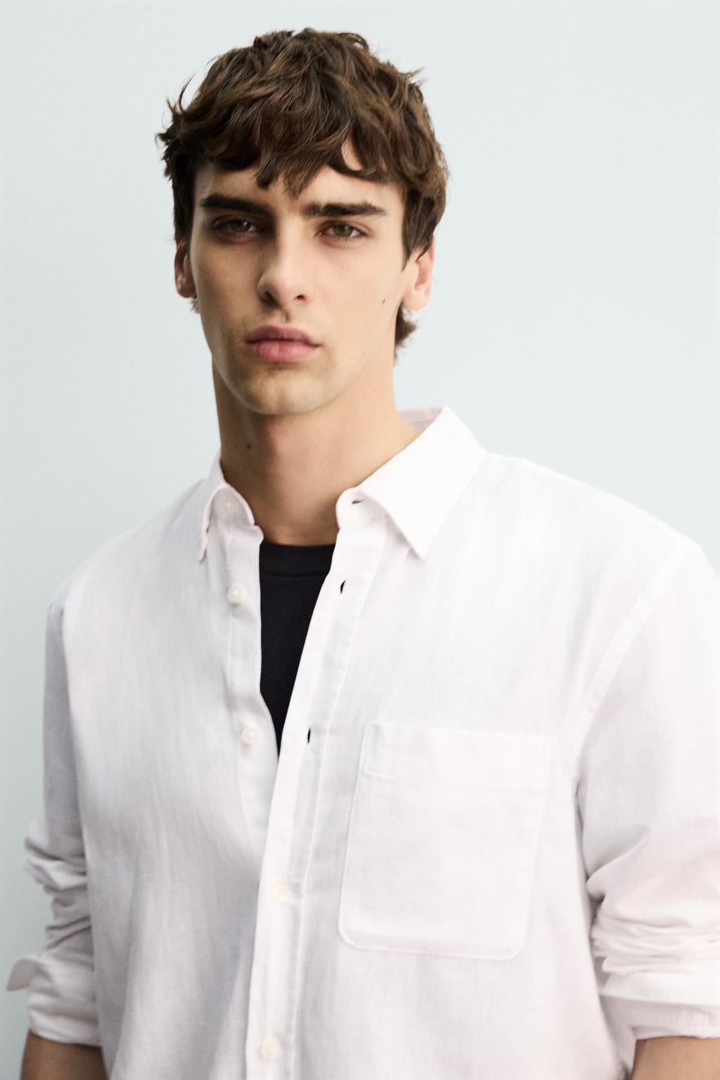 Рубашка из льна и хлопка с регулярной посадкой