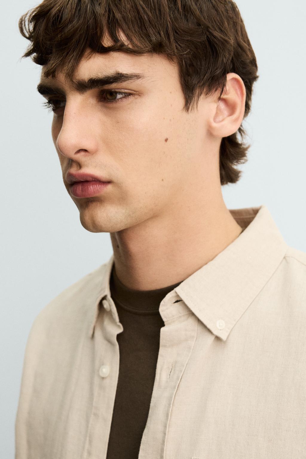 Рубашка свободного кроя из льна и хлопка