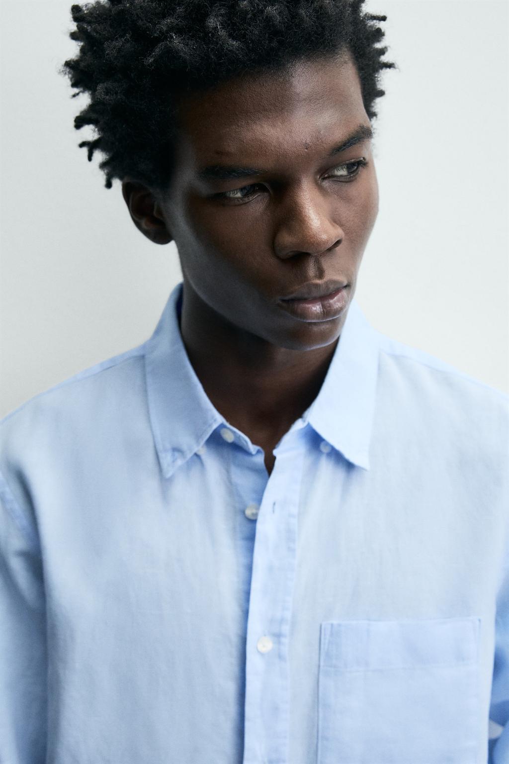 Рубашка из льна и хлопка с регулярной посадкой