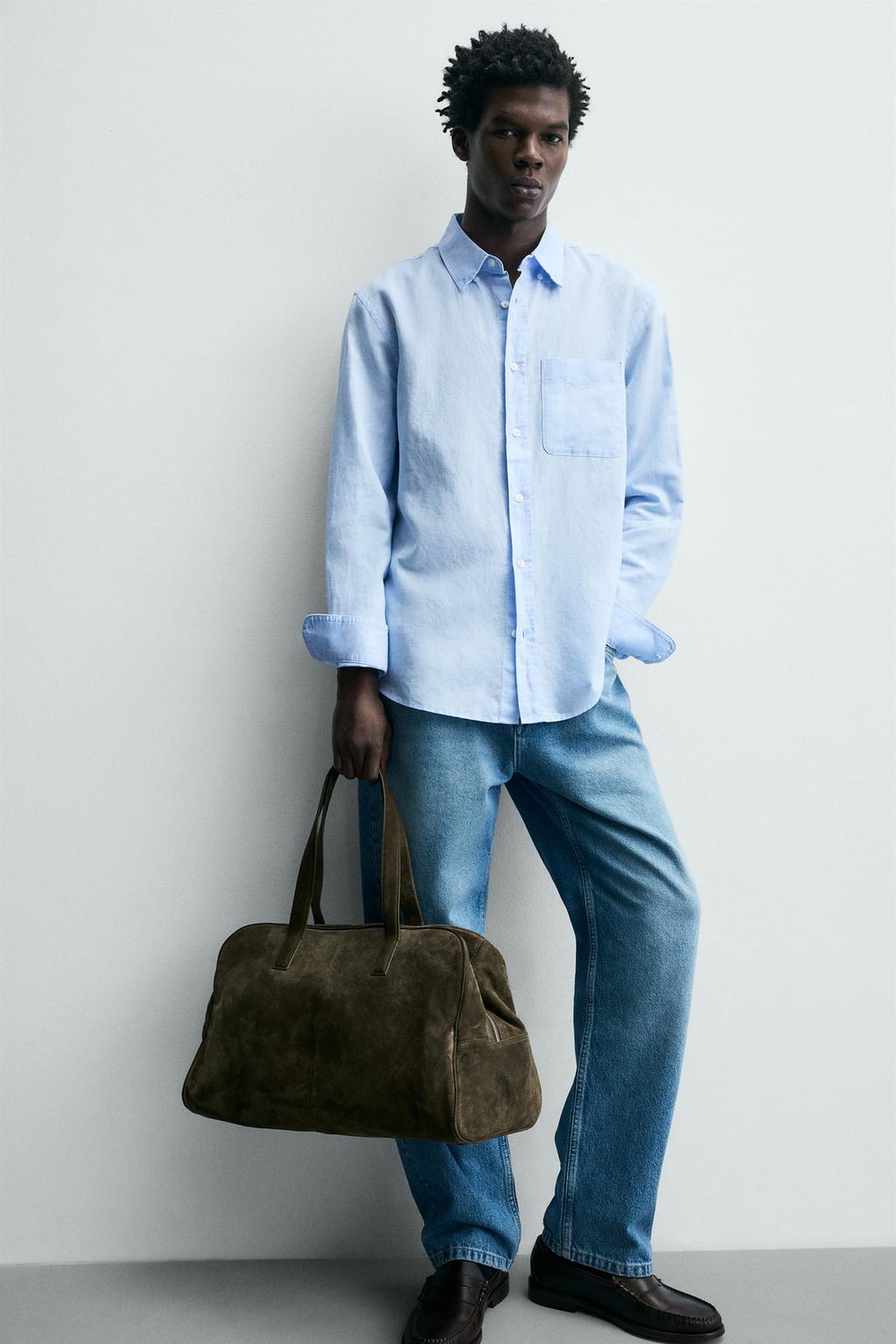 Рубашка из льна и хлопка с регулярной посадкой