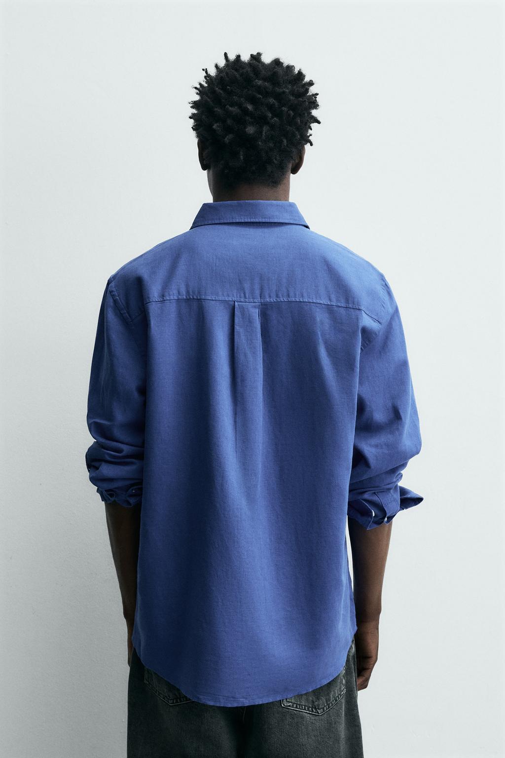 Рубашка из льна и хлопка свободного кроя