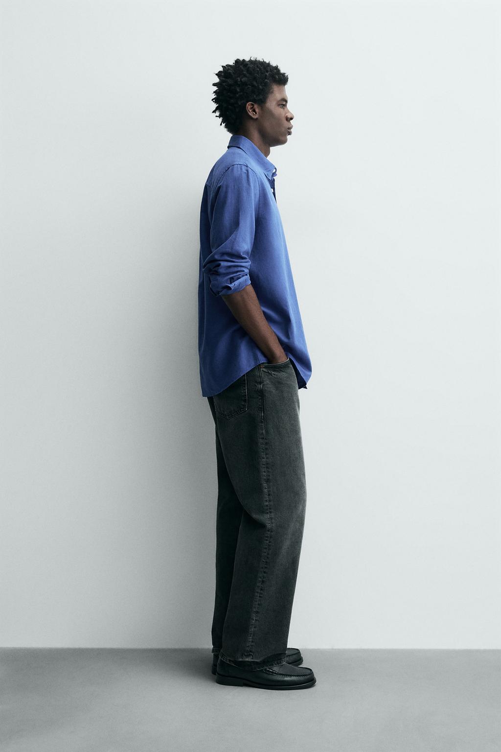 Рубашка из льна и хлопка свободного кроя