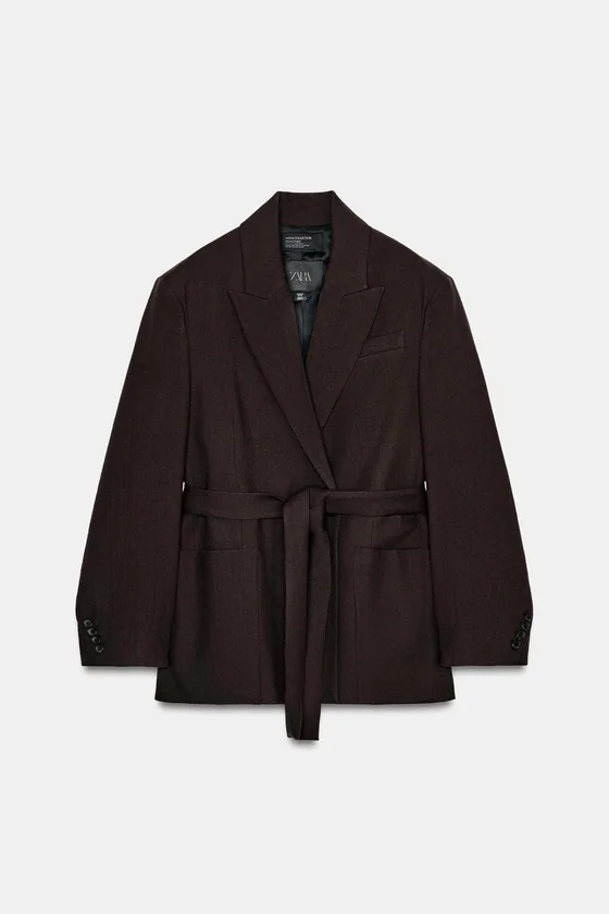 БЛЕЙЗЕР ИЗ 100% ШЕРСТИ С ПОЯСОМ — ZW COLLECTION LIMITED EDITION