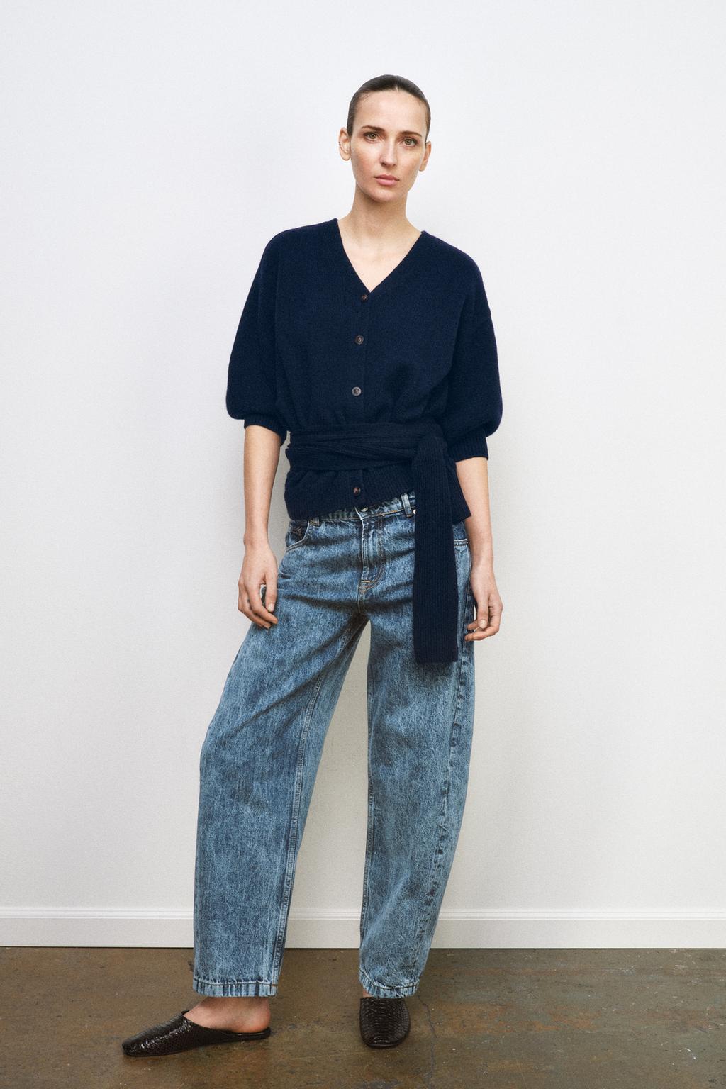 КАРДИГАН ИЗ 100% ШЕРСТИ С ОБЪЕМНЫМИ РУКАВАМИ