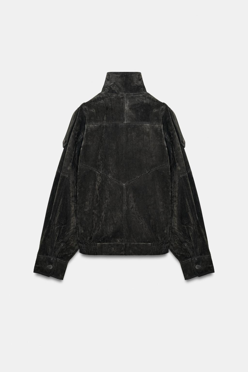 КУРТКА-БАЙКЕР ИЗ 100% ЗАМШИ С ОБТЯНУТЫМИ ПУГОВИЦАМИ