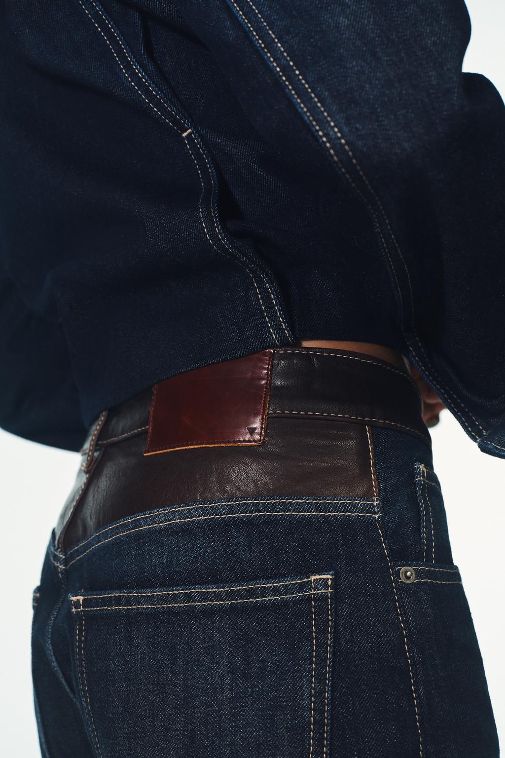 Джинсы из натуральной кожи со строгими прямыми штанинами и высокой посадкой trf