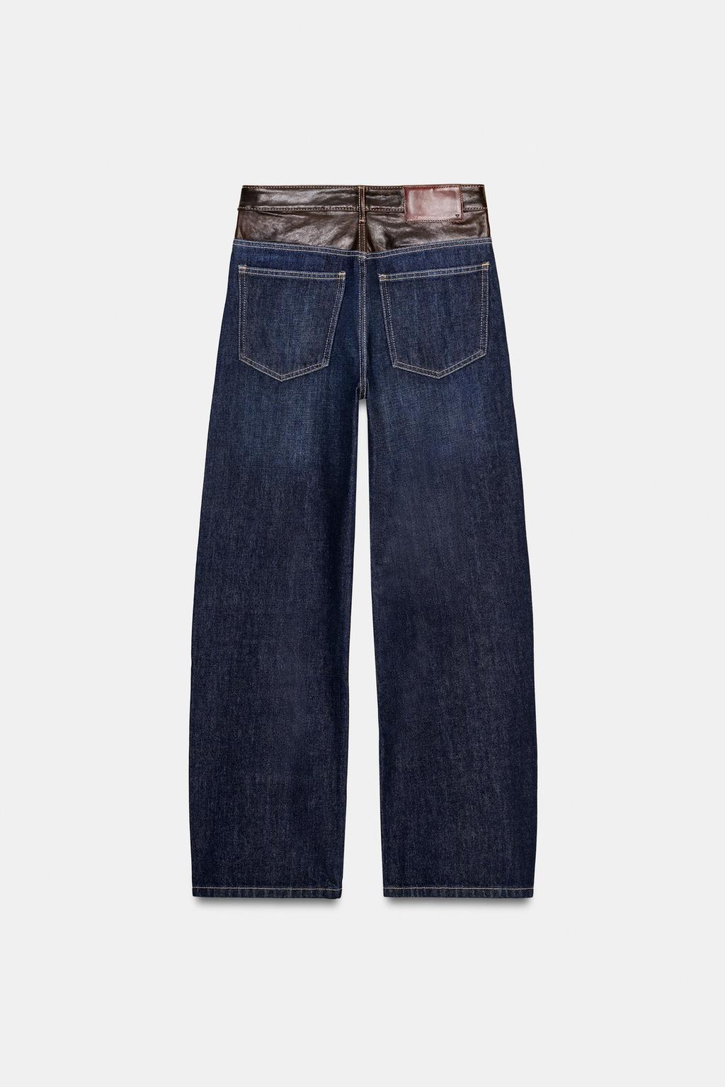 Джинсы из натуральной кожи со строгими прямыми штанинами и высокой посадкой trf