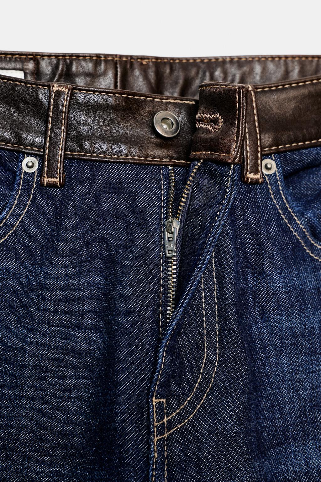 Джинсы из натуральной кожи со строгими прямыми штанинами и высокой посадкой trf