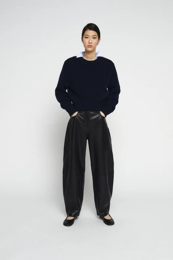 БРЮКИ-БАРРЕЛЬ ИЗ КОЖИ ZW COLLECTION LIMITED EDITION