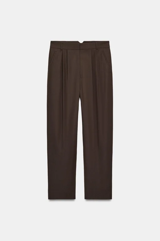 БРЮКИ С ЗАЩИПАМИ ИЗ ШЕРСТЯНОЙ СМЕСИ — ZW COLLECTION