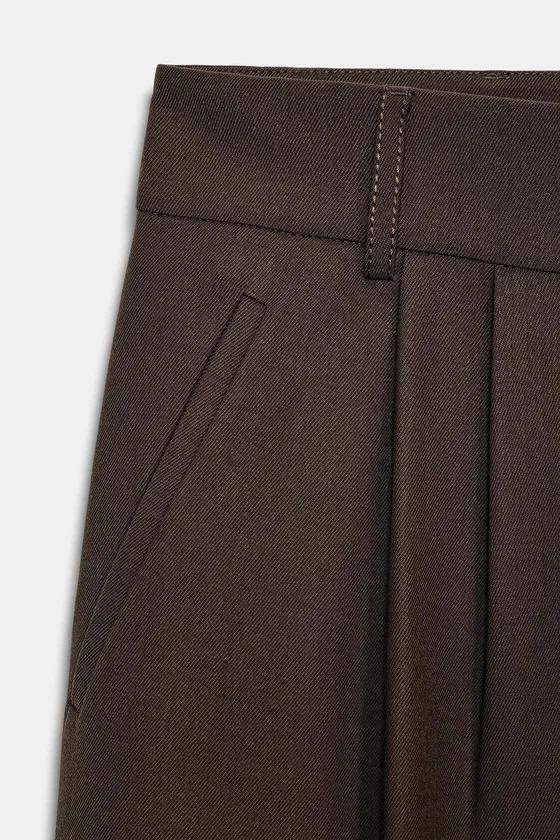 БРЮКИ С ЗАЩИПАМИ ИЗ ШЕРСТЯНОЙ СМЕСИ — ZW COLLECTION