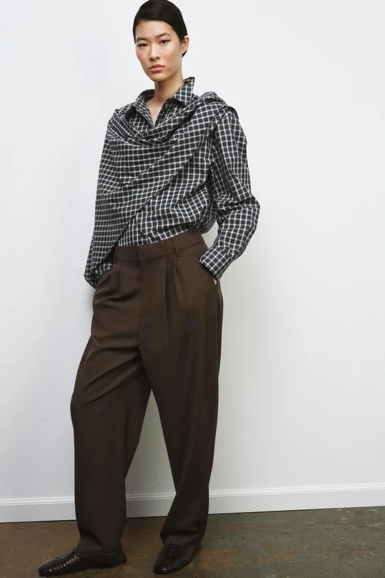 БРЮКИ С ЗАЩИПАМИ ИЗ ШЕРСТЯНОЙ СМЕСИ — ZW COLLECTION