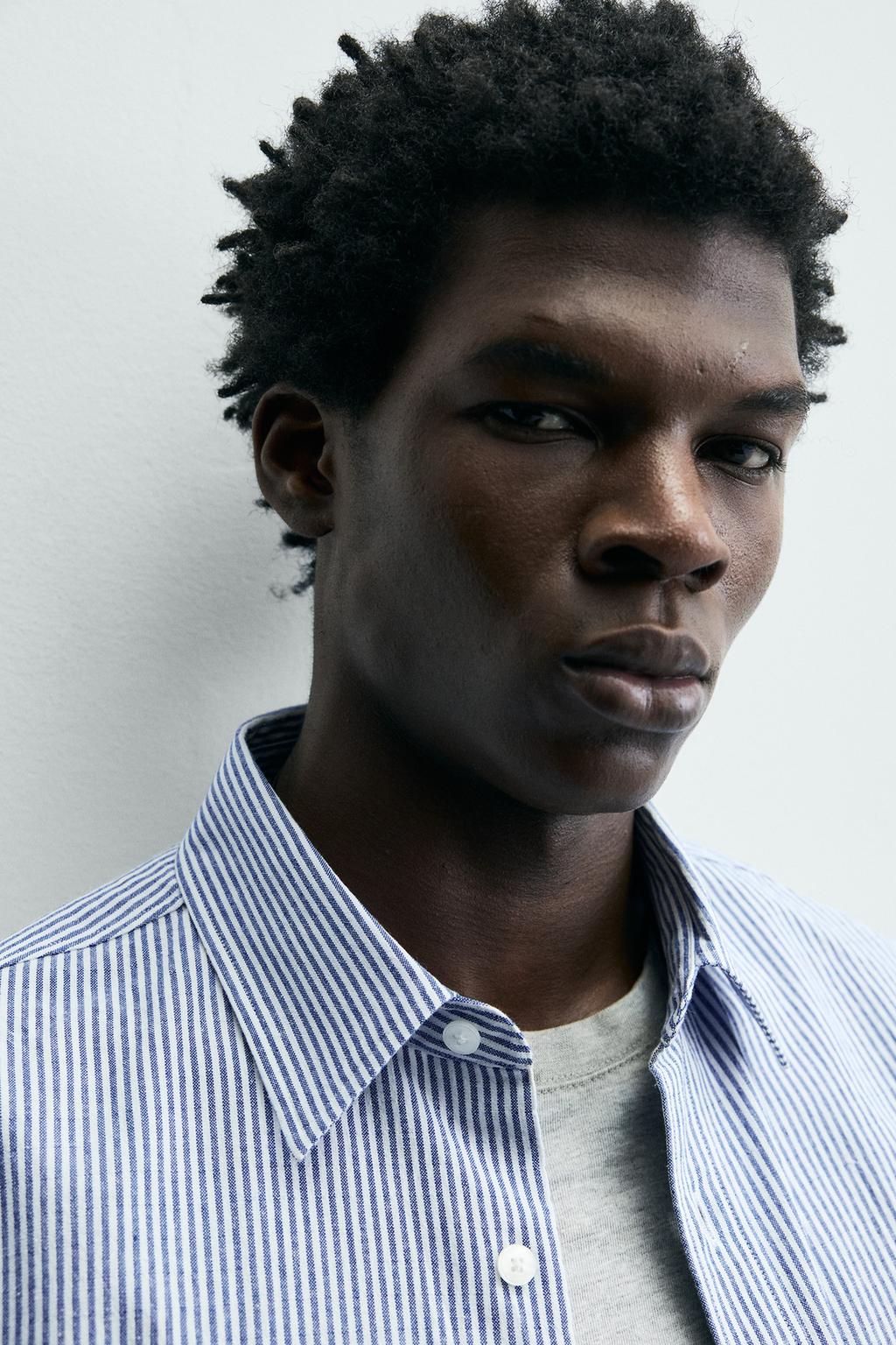 РУБАШКА В ПОЛОСКУ С ЖАТЫМ ЭФФЕКТОМ