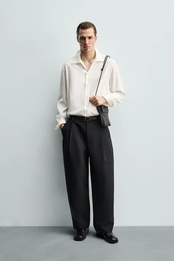 РУБАШКА RELAXED FIT СТРУЯЩЕГОСЯ ПОКРОЯ
