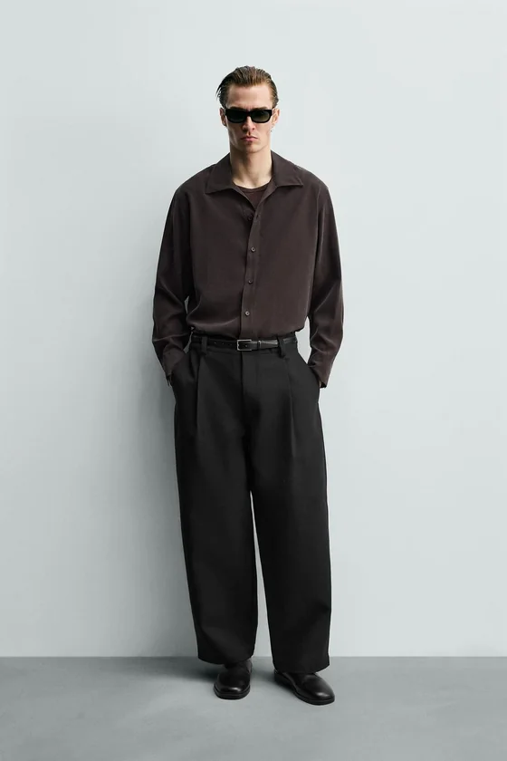 РУБАШКА RELAXED FIT ИЗ СТРУЯЩЕЙСЯ ТКАНИ