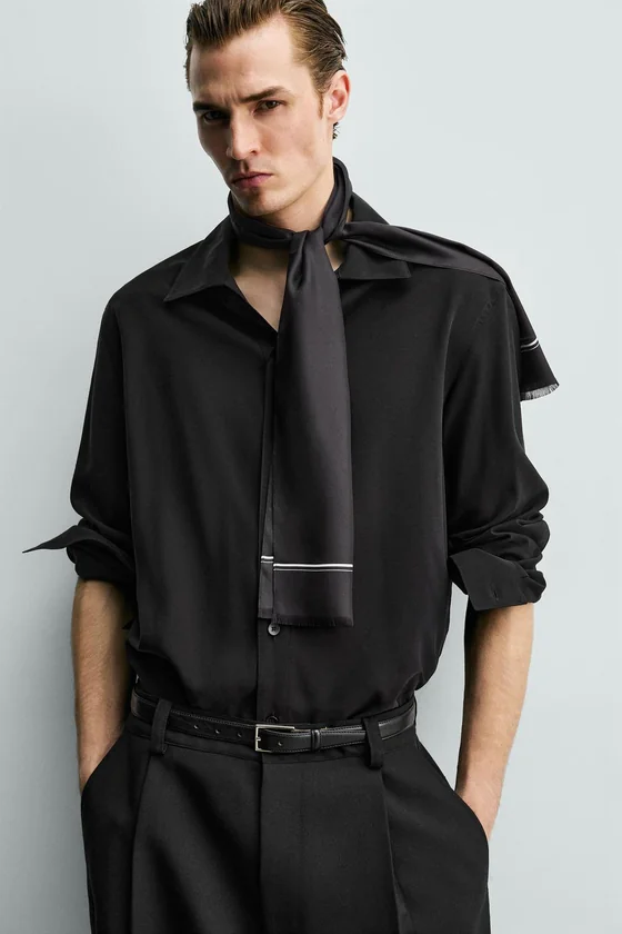 РУБАШКА RELAXED FIT ИЗ СТРУЯЩЕЙСЯ ТКАНИ