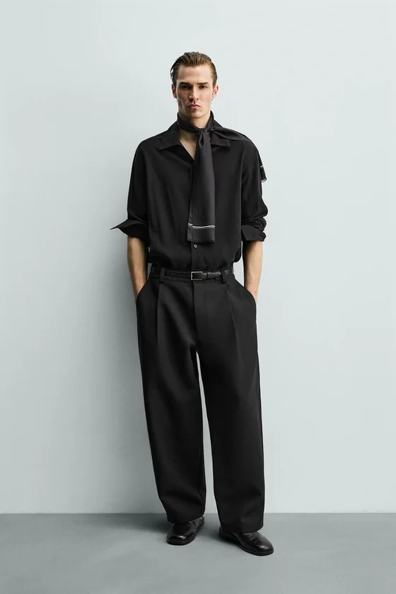 РУБАШКА RELAXED FIT ИЗ СТРУЯЩЕЙСЯ ТКАНИ