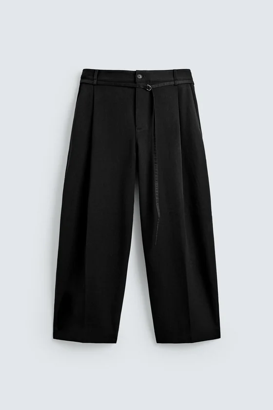 БРЮКИ BALLOON FIT С ЗАЩИПАМИ И ПОЯСОМ