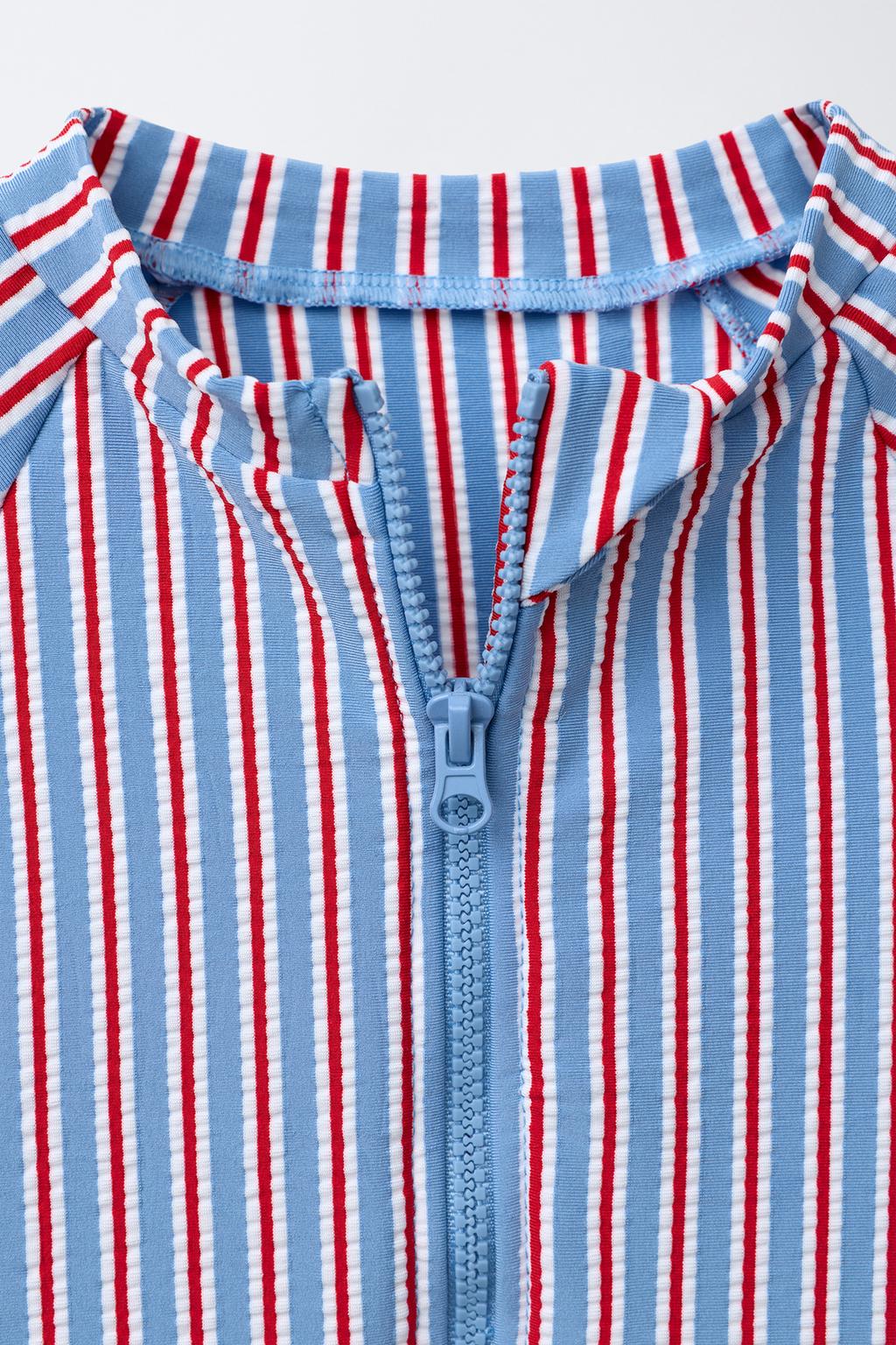 1-6 ЛЕТ/КУПАЛЬНИК С ПОЛОСАТЫМ КОМБИНЕЗОНОМ