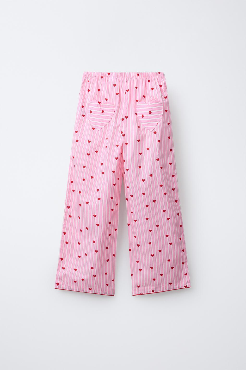 6-14 ЛЕТ/ КОМБИНИРОВАННАЯ ПИЖАМА В ПОЛОСКУ С СЕРДЦАМИ