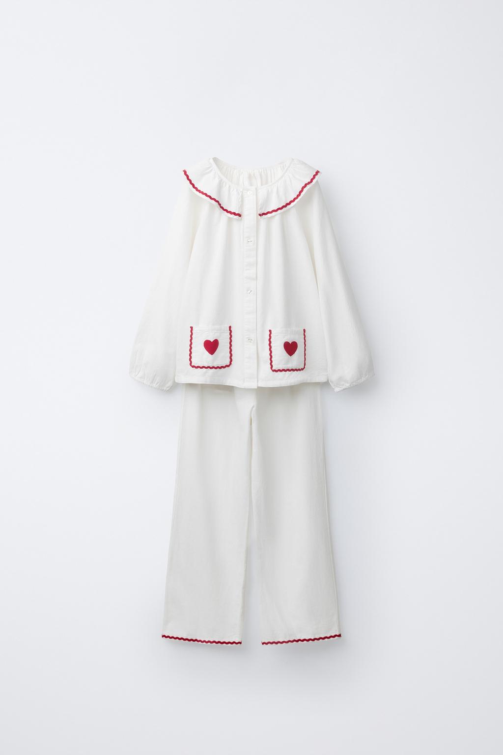 2-6 ЛЕТ/ПИЖАМА С ОТДЕЛКОЙ «ВОЛНА» И ПРИНТОМ «СЕРДЦЕ»