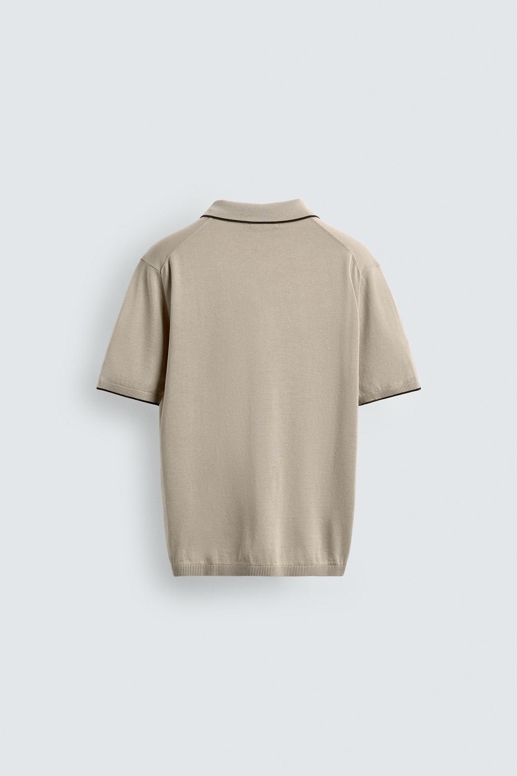 Поло из контрастного вязаного ребра
