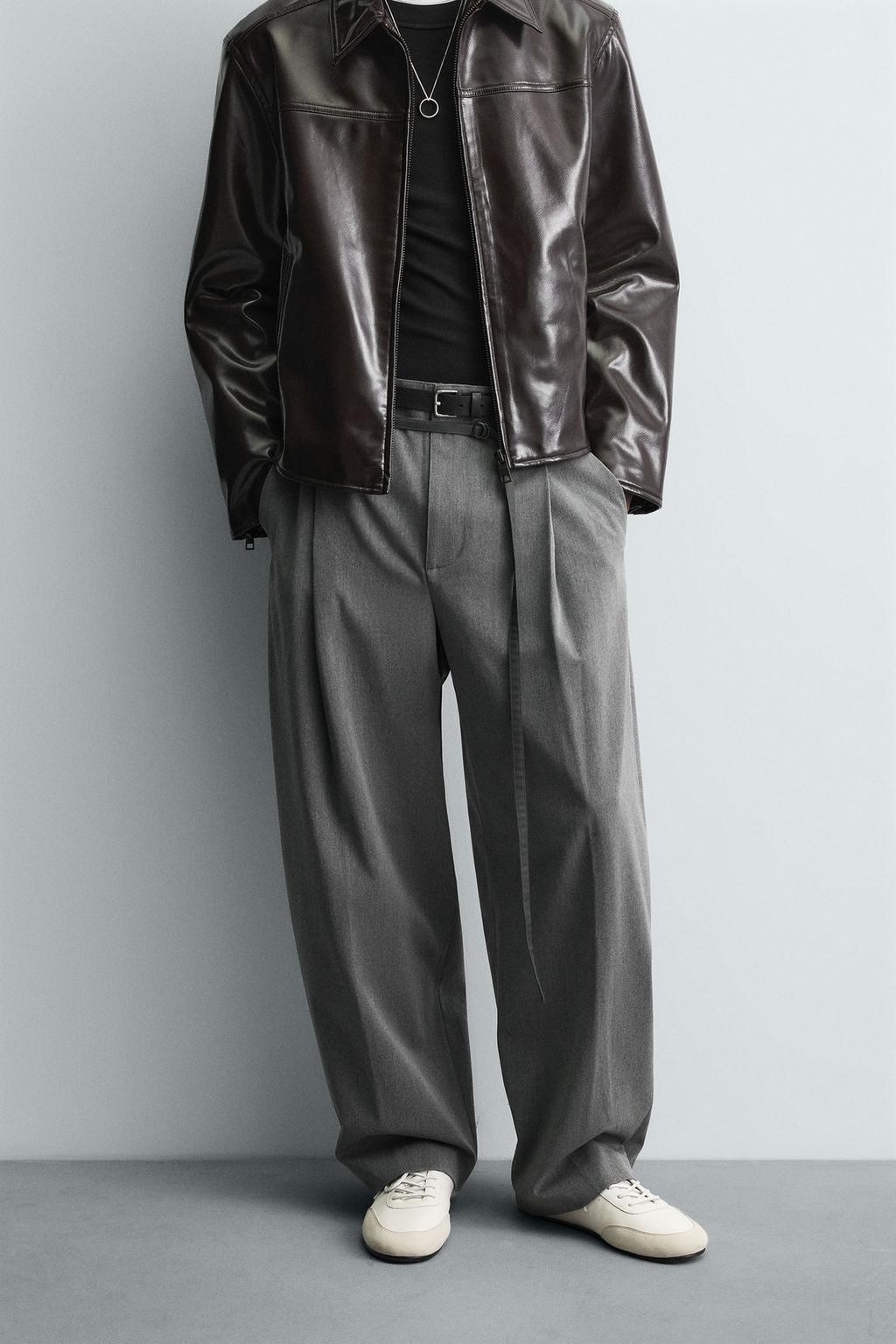 БРЮКИ BALLOON FIT С ЗАЩИПАМИ И ПОЯСОМ