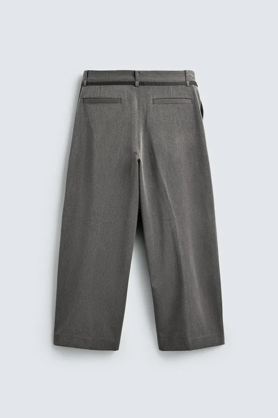 БРЮКИ BALLOON FIT С ЗАЩИПАМИ И ПОЯСОМ