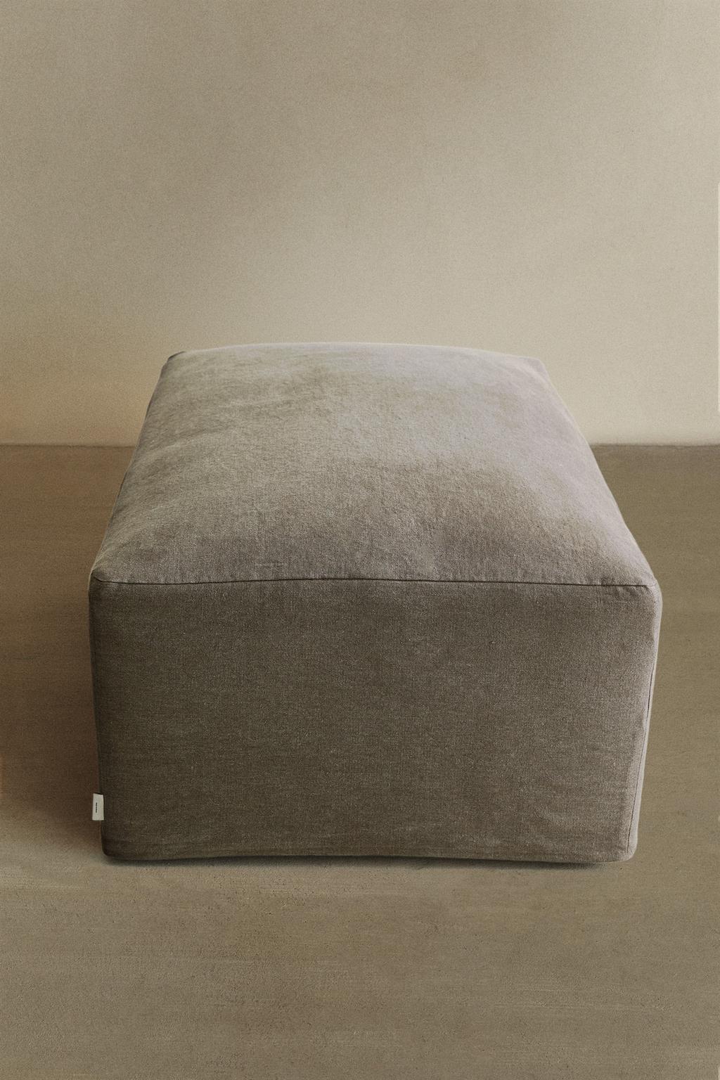 Пуф с съемным чехлом из мягкого льна