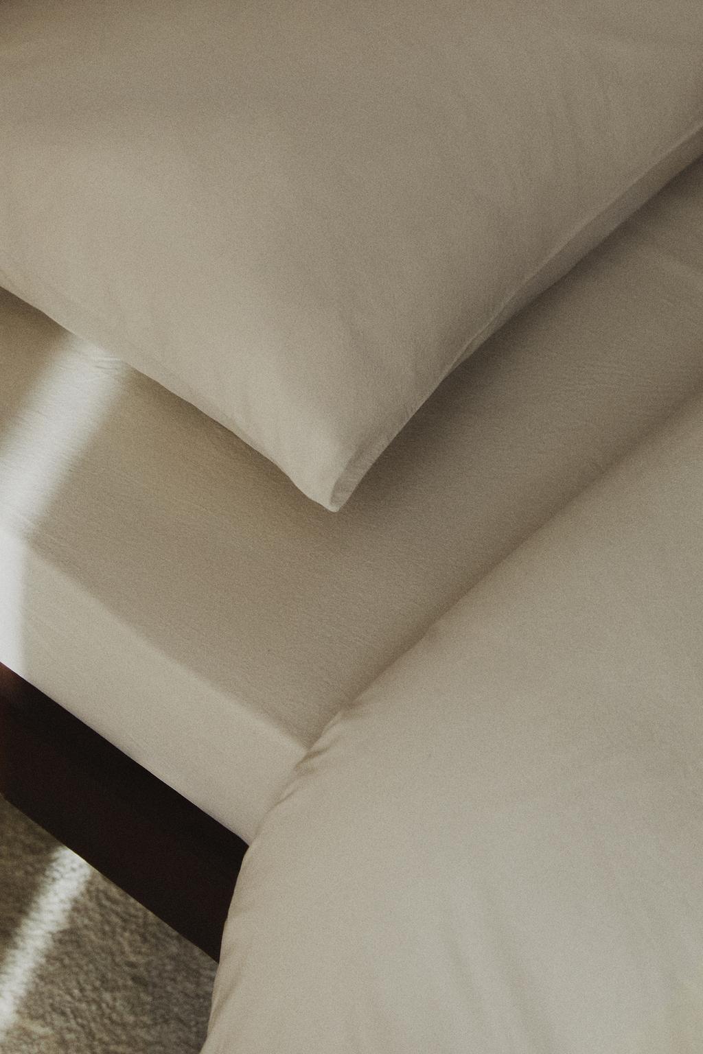 Простыня на резинке из миткого перкаля с эффектом стирки x society limonta