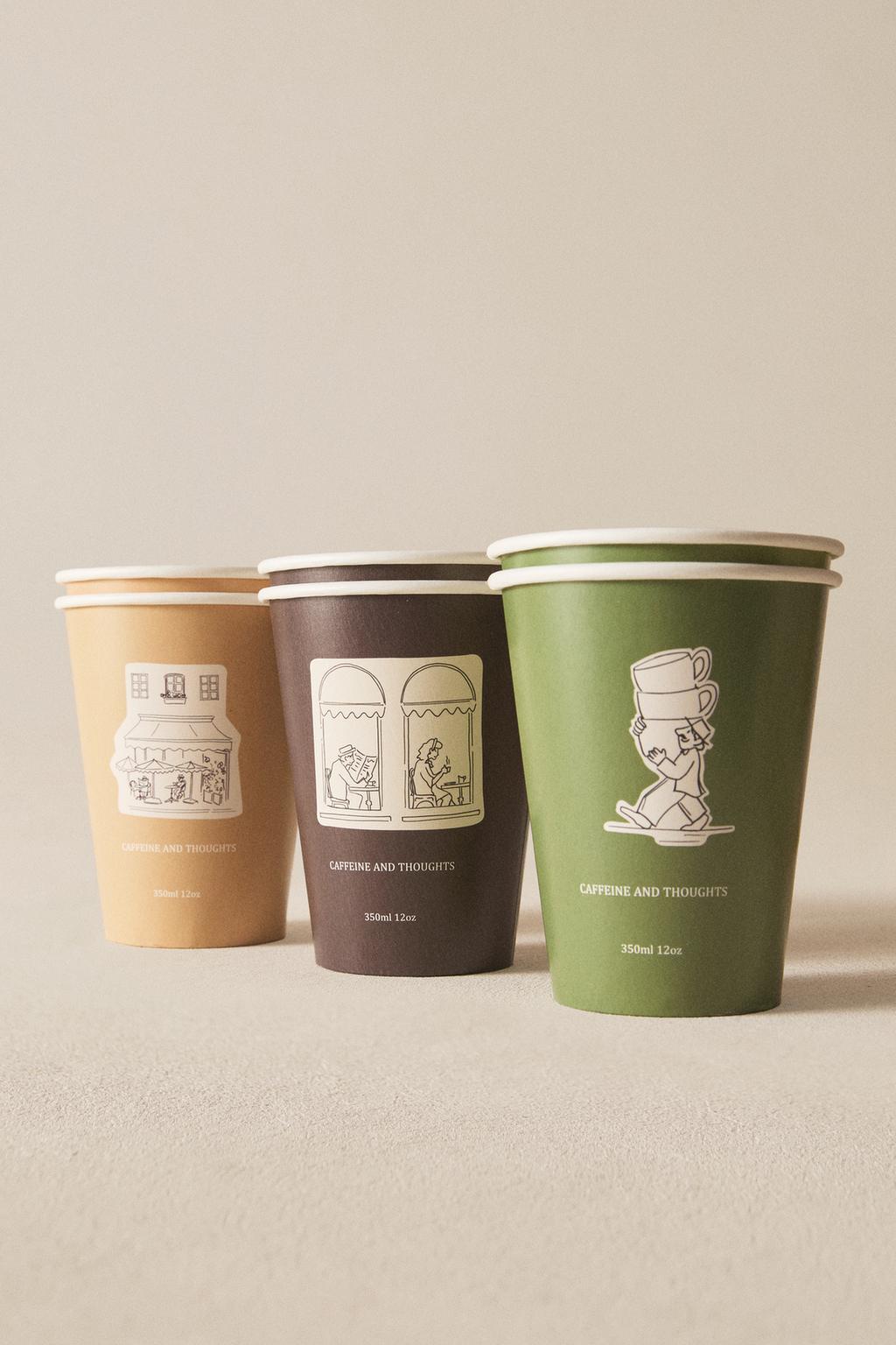 Набор бумажных стаканчиков с крышкой (набор из 6)