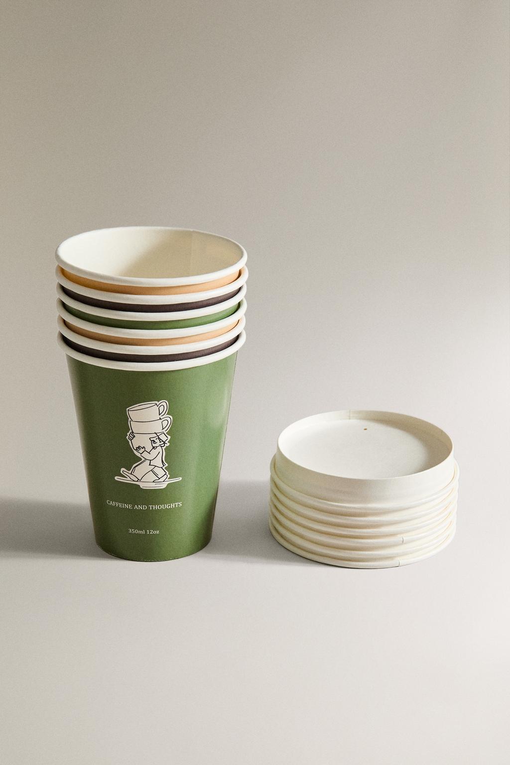 Набор бумажных стаканчиков с крышкой (набор из 6)